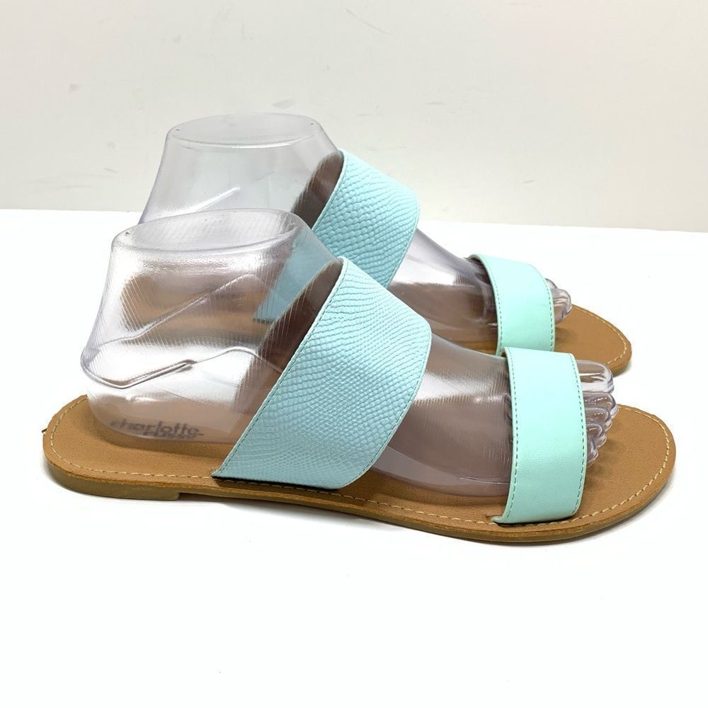 Charlotte Russe Blue Slip On Sandal Flats Size 9